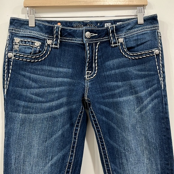Miss Me Saddle Border Stitch Signature Skinny Jeans Dark Wash size 30 - Picture 6 of 16